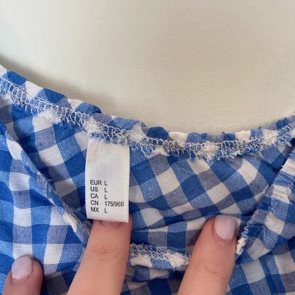 EEUC ROMWE One Shoulder Puff Sleeve Gingham Top - Picture 7 of 13